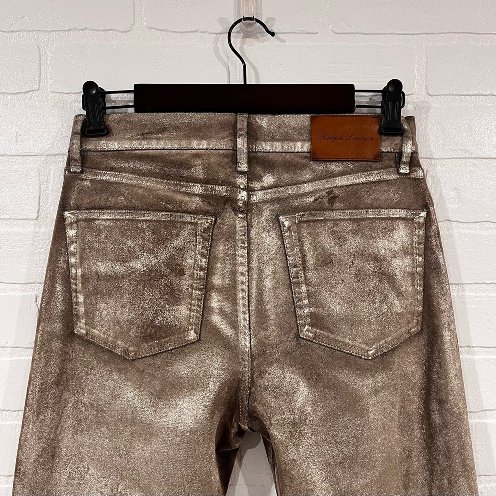Ralph Lauren Purple Label Collection Metallic Gold Boot Cut Jeans Made in Italy - Picture 12 of 17